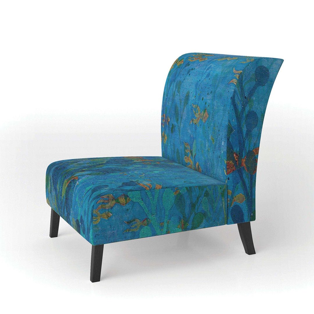 Blue Underwater Lake leaves I Nautical &amp; Coastal Accent Chair