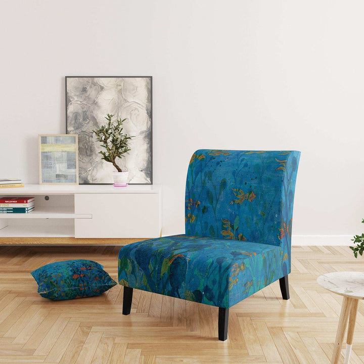 Blue Underwater Lake leaves I Nautical &amp; Coastal Accent Chair