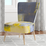Grey and Yellow Blur Abstract Mid-Century Accent Chair