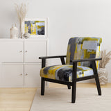 Grey and Yellow Blur Abstract Mid-Century Accent Chair