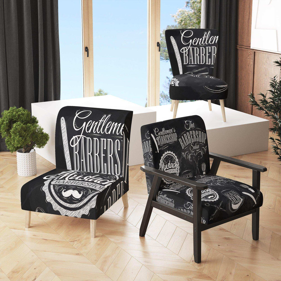 Set Barbershop Mid-Century Accent Chair