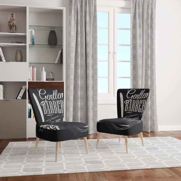 Set Barbershop Mid-Century Accent Chair