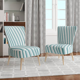 Fractal Small Blue 3D Waves Contemporary Accent Chair