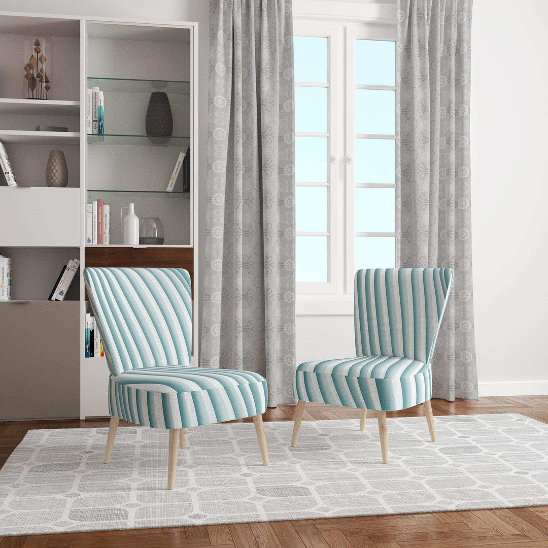 Fractal Small Blue 3D Waves Contemporary Accent Chair