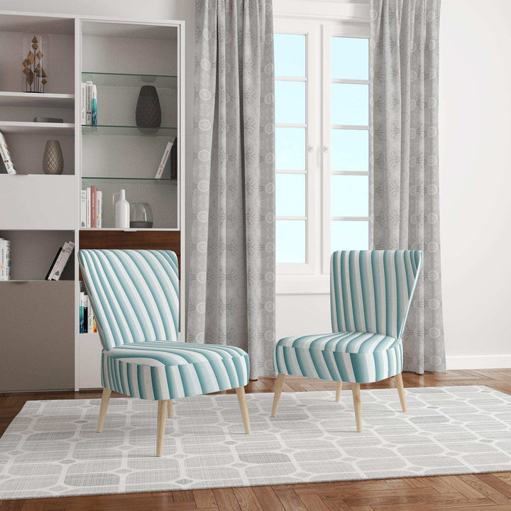 Fractal Small Blue 3D Waves Contemporary Accent Chair
