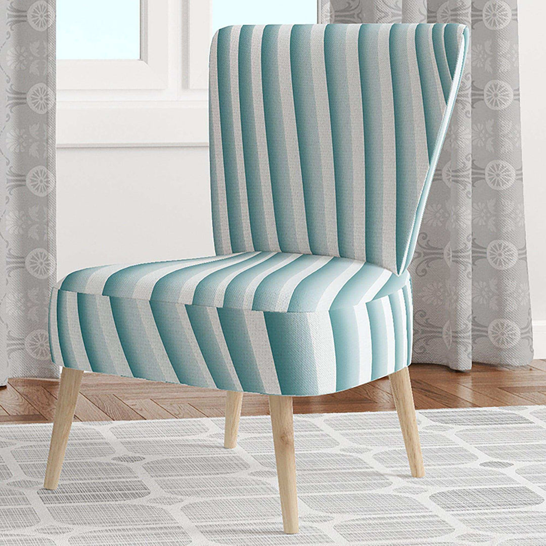 Fractal Small Blue 3D Waves Contemporary Accent Chair