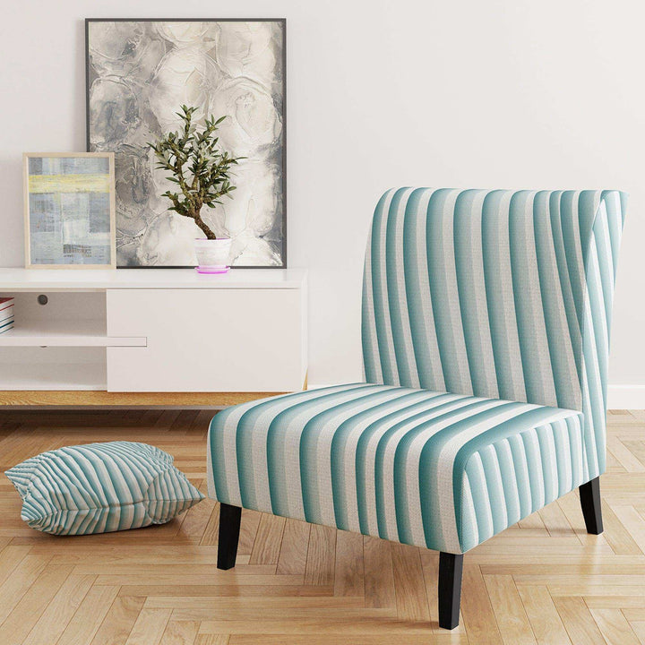 Fractal Small Blue 3D Waves Contemporary Accent Chair