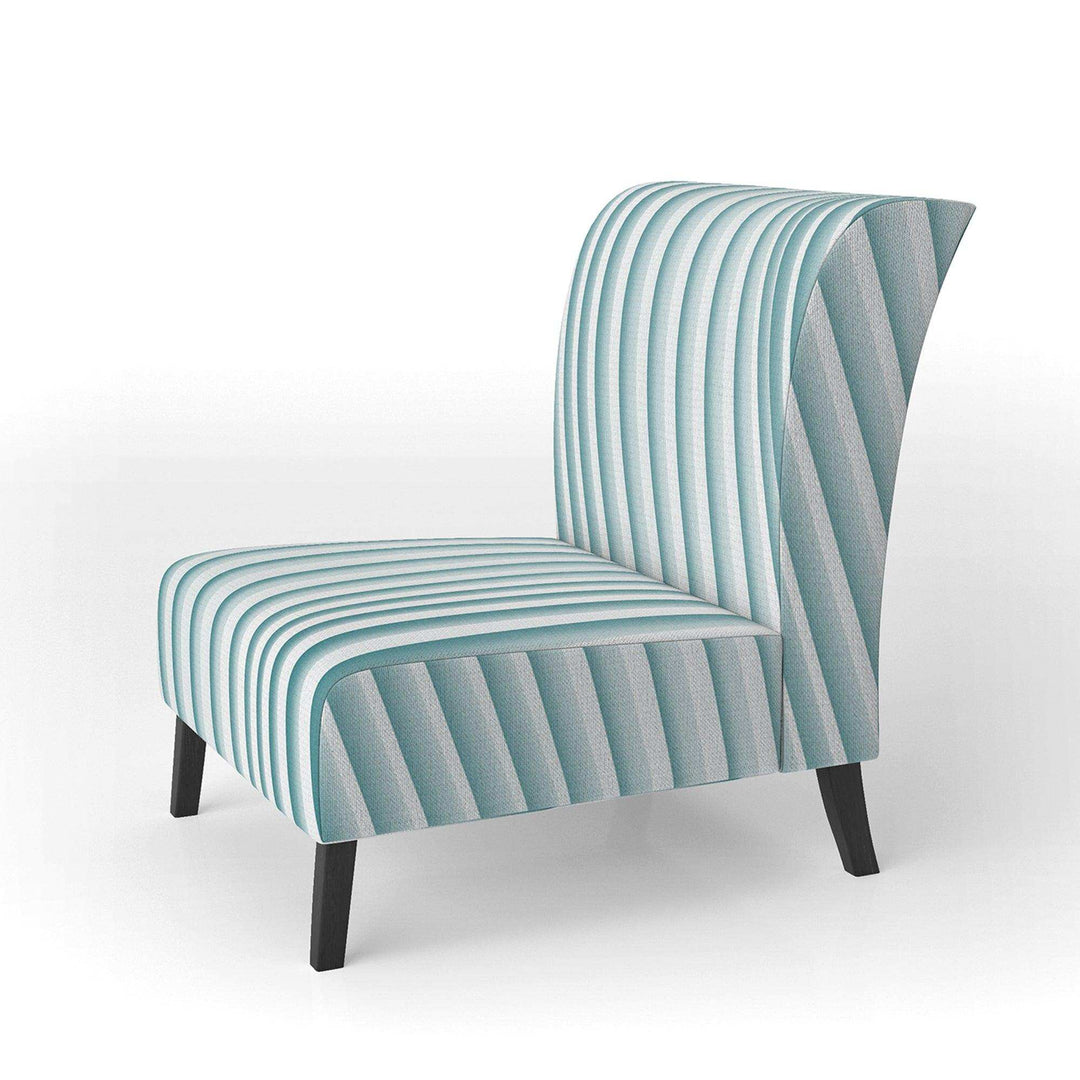 Fractal Small Blue 3D Waves Contemporary Accent Chair