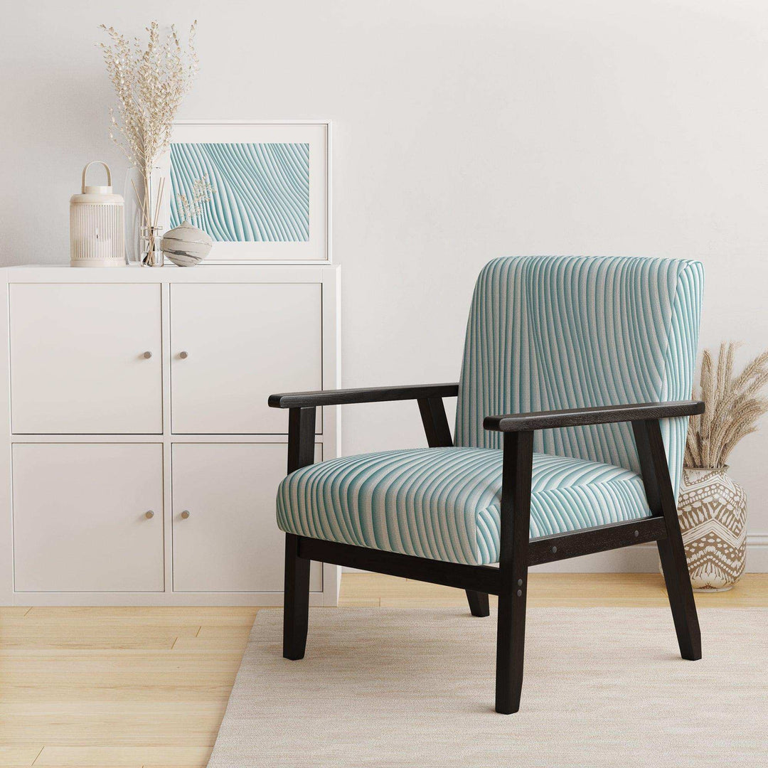 Fractal Small Blue 3D Waves Contemporary Accent Chair