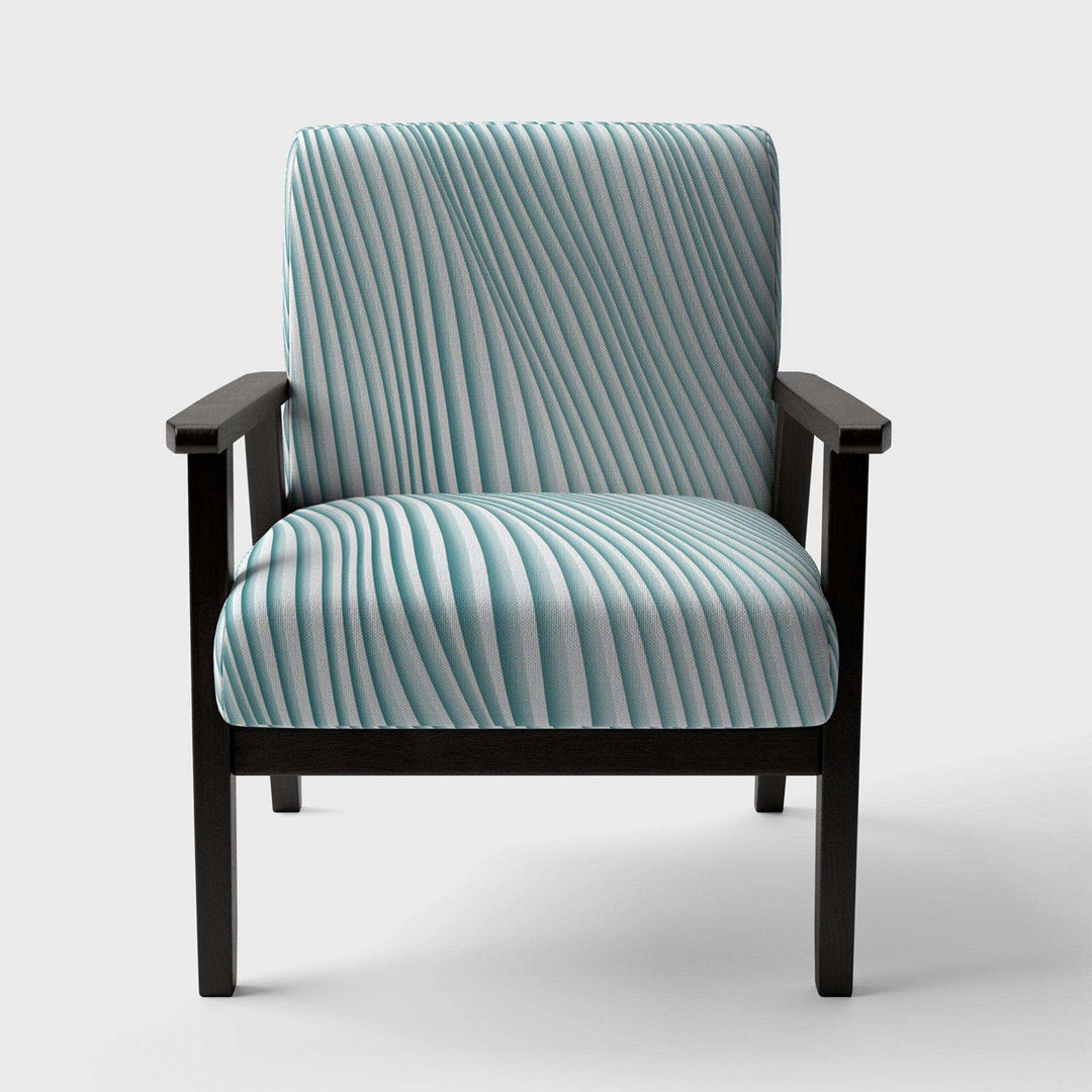 Fractal Small Blue 3D Waves Contemporary Accent Chair