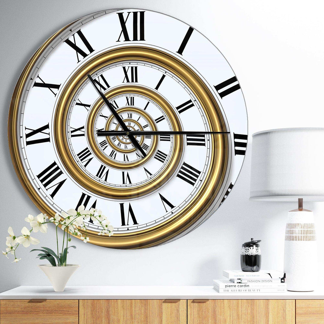 Time Spiral in Antique Style - Abstract Metal Wall Clock
