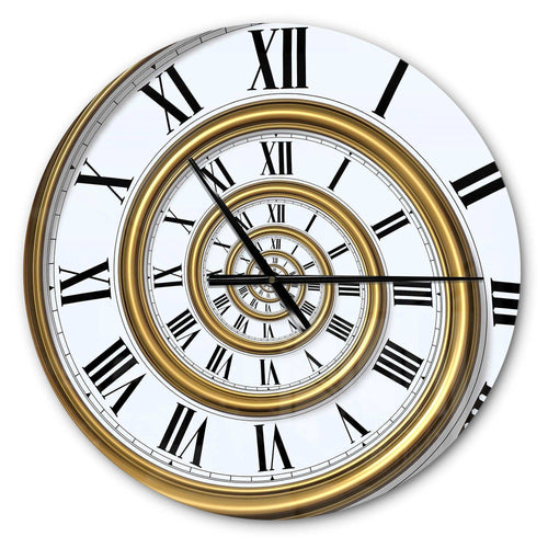 Time Spiral in Antique Style - Abstract Metal Wall Clock