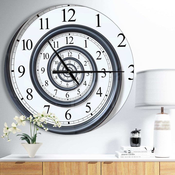 Time Spiral Analog Wall - Abstract Metal Wall Clock