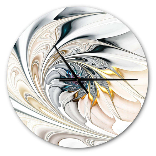 White Stained Glass Floral Art - Floral Metal Wall Clock