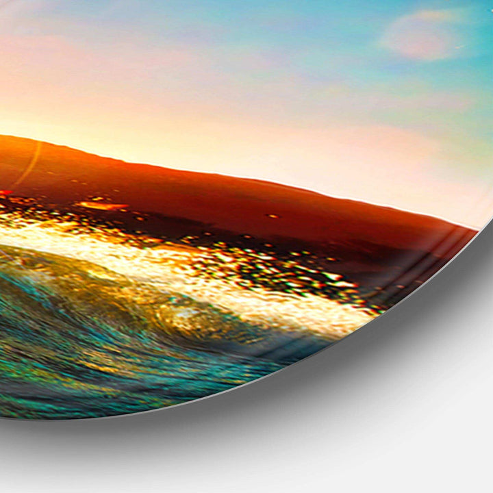 Colored Ocean Waves Falling Down - Sea &amp; Shore Metal Wall Clock