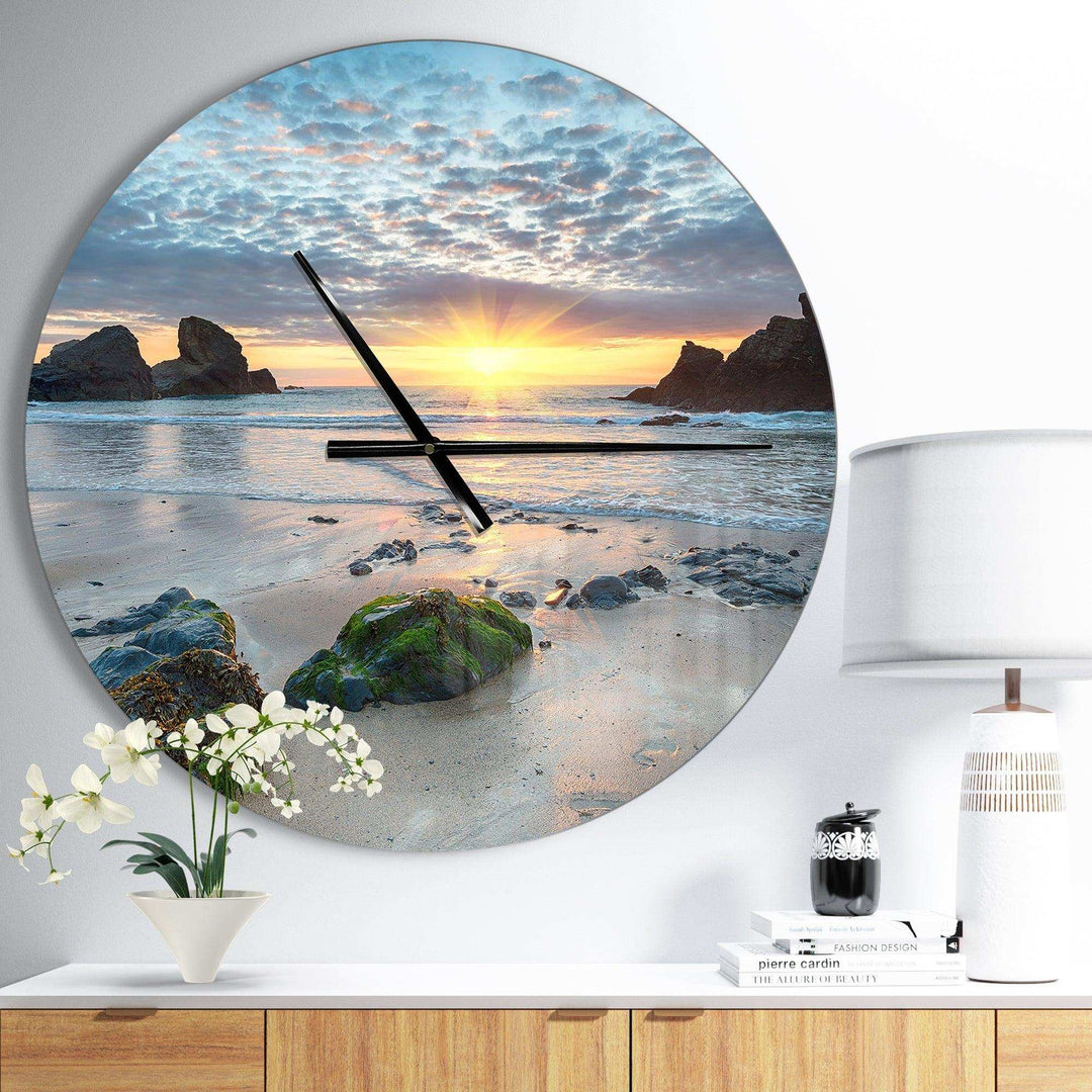 Beautiful Porthcothan Bay - Sea &amp; Shore Metal Wall Clock