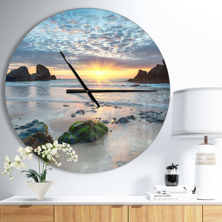 Beautiful Porthcothan Bay - Sea &amp; Shore Metal Wall Clock