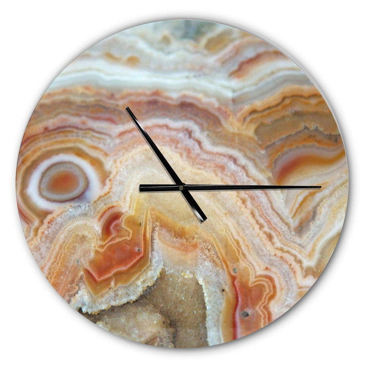 Strips and Ovals on Agate - Abstract Metal Wall Clock