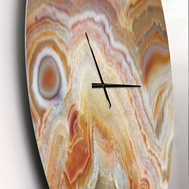 Strips and Ovals on Agate - Abstract Metal Wall Clock