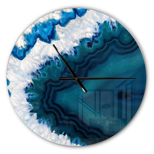 Blue Brazilian Geode - Abstract Metal Wall Clock