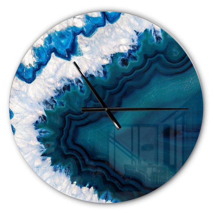 Blue Brazilian Geode - Abstract Metal Wall Clock