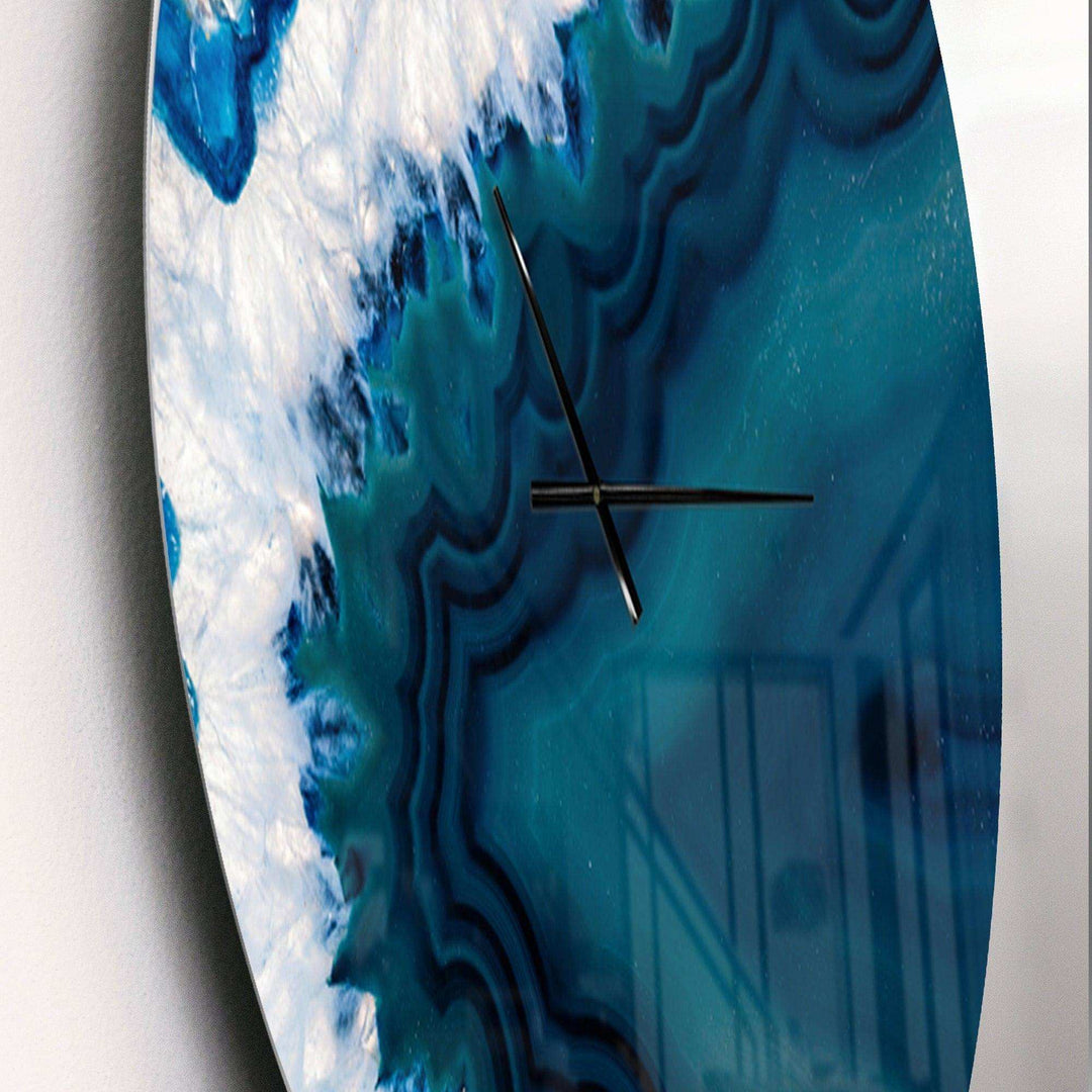 Blue Brazilian Geode - Abstract Metal Wall Clock