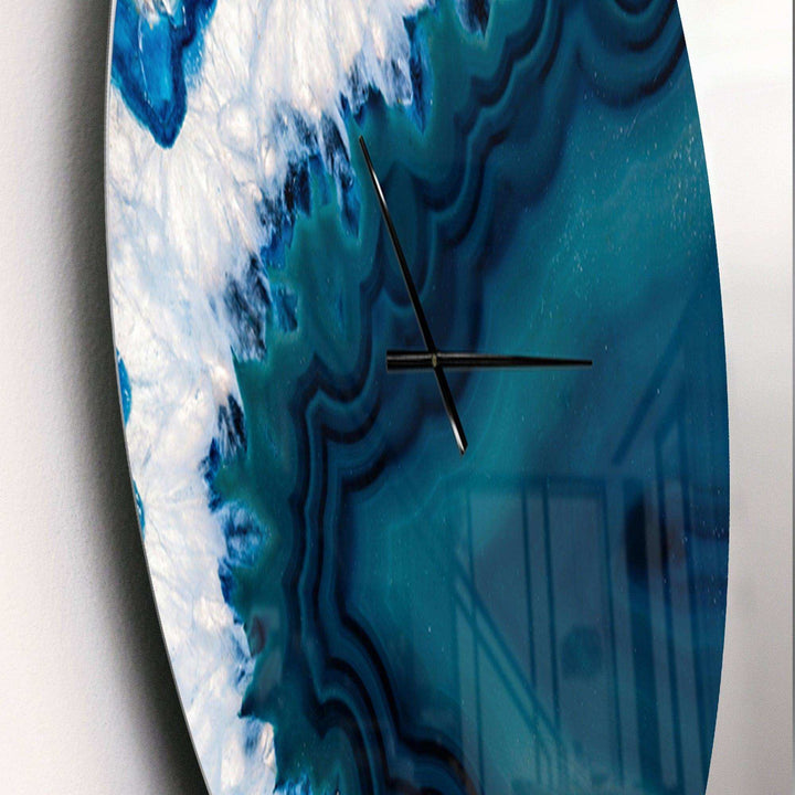 Blue Brazilian Geode - Abstract Metal Wall Clock
