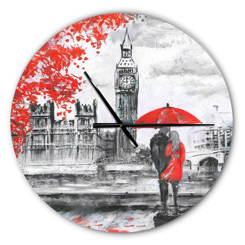 Couples Walking in Paris - Architecture Metal Wall Clock