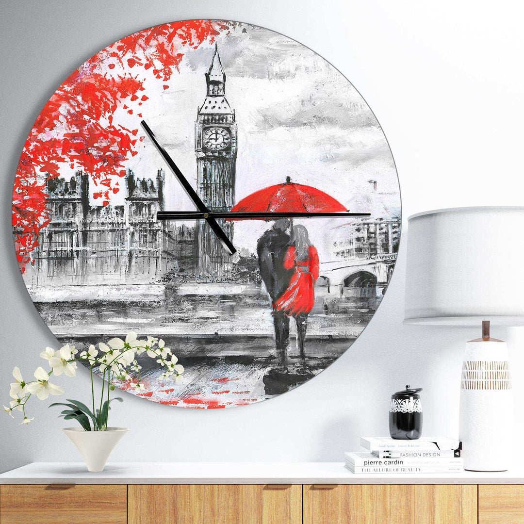 Couples Walking in Paris - Architecture Metal Wall Clock