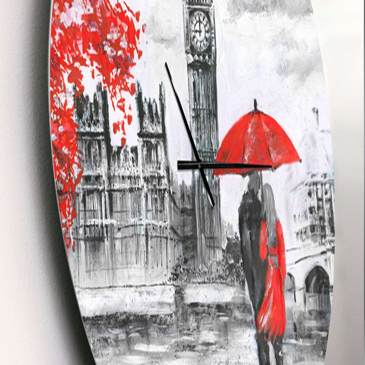 Couples Walking in Paris - Architecture Metal Wall Clock