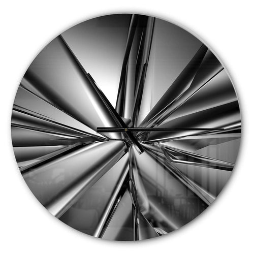 Futuristic Crystal Background - Abstract Metal Wall Clock
