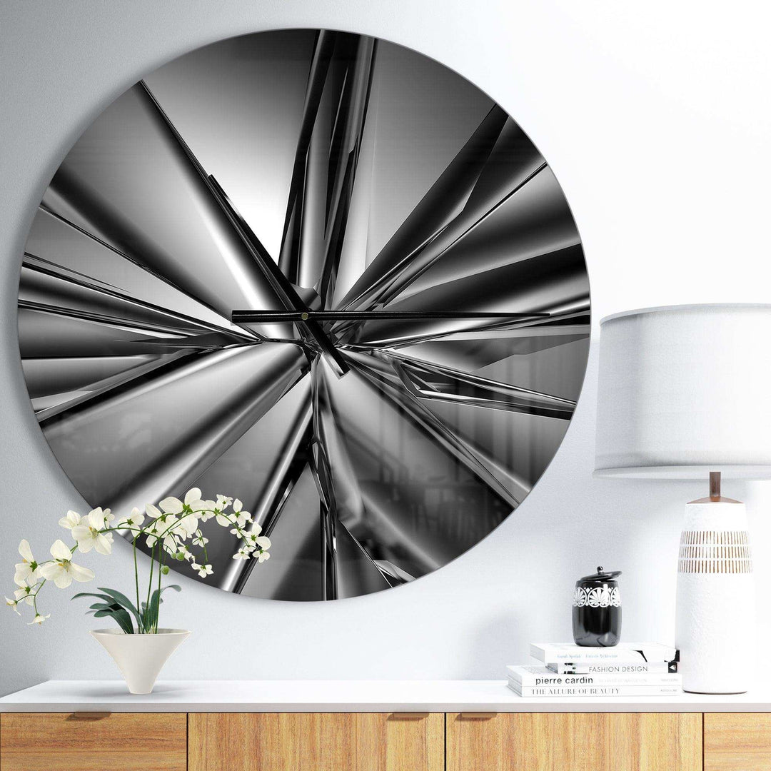 Futuristic Crystal Background - Abstract Metal Wall Clock