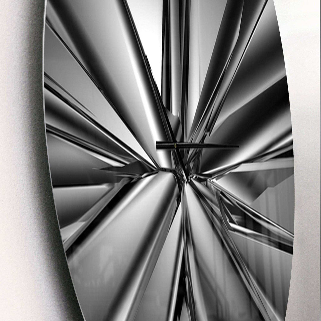 Futuristic Crystal Background - Abstract Metal Wall Clock