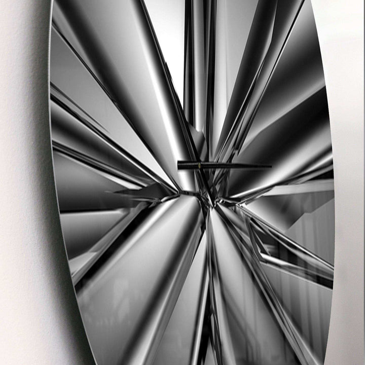 Futuristic Crystal Background - Abstract Metal Wall Clock