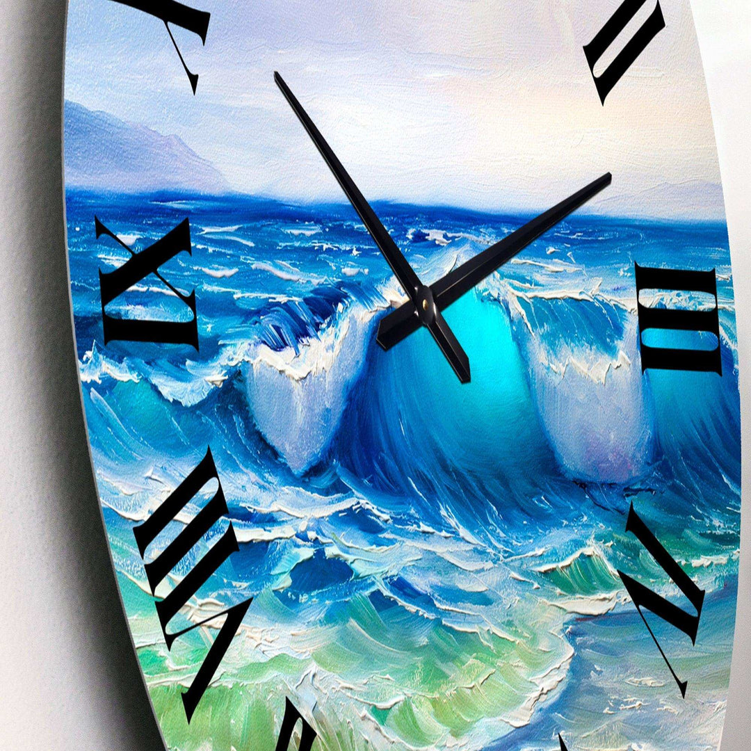 Seascape With Sunlight Catching A Wave - Beach Metal Wall Clock