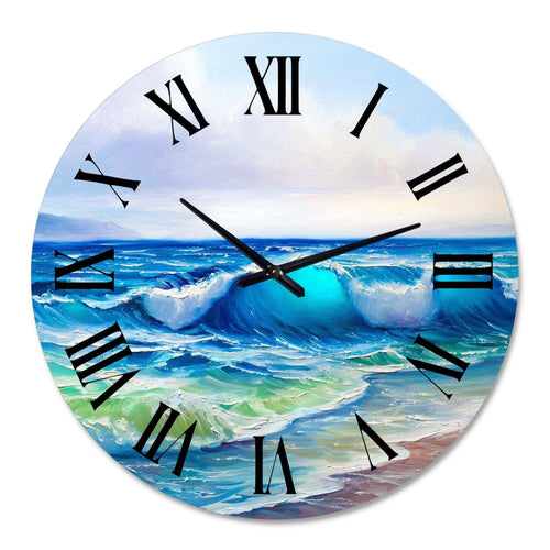 Seascape With Sunlight Catching A Wave - Beach Metal Wall Clock
