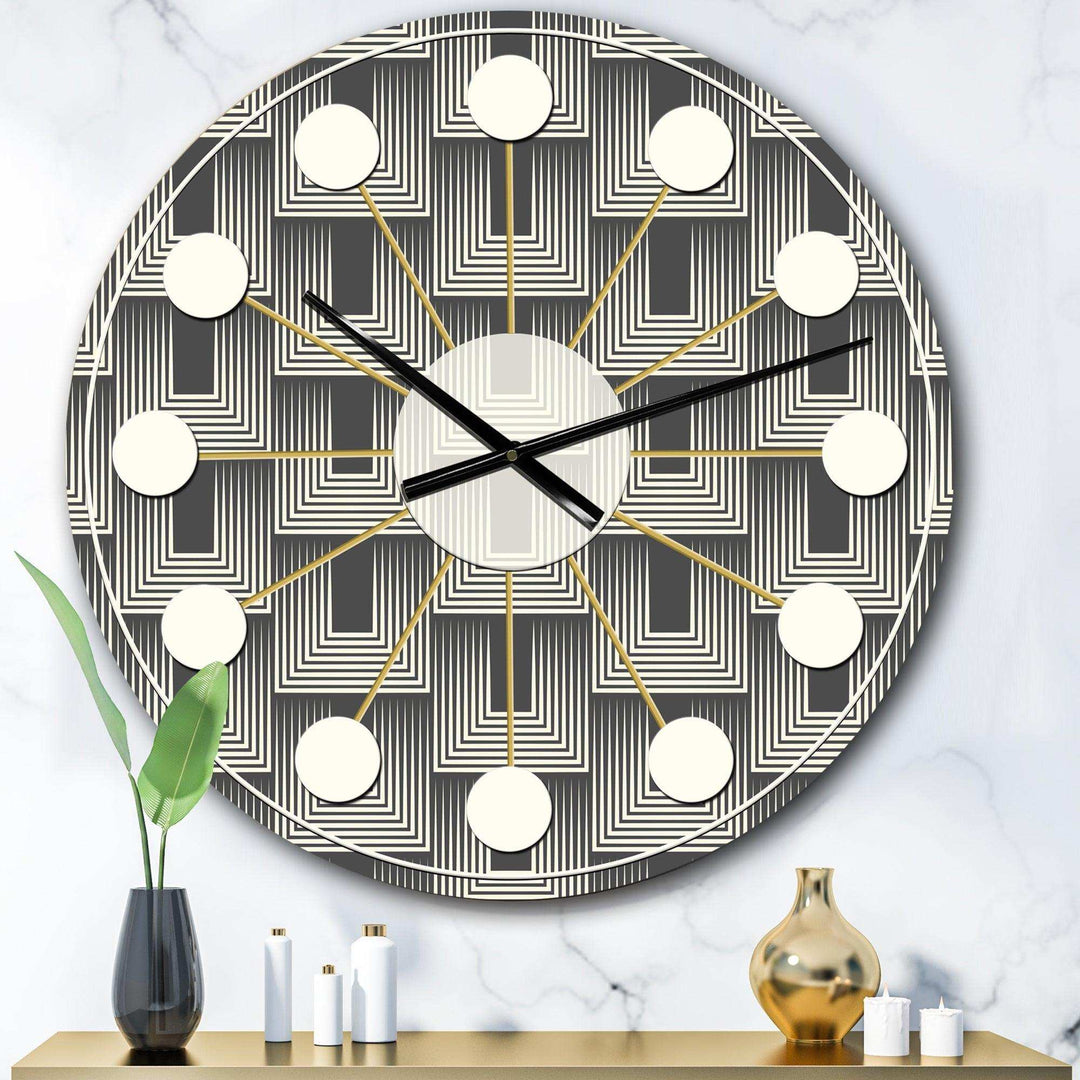 Mimimal Black and White Design I - Mid-Century Modern Metal Wall Clock