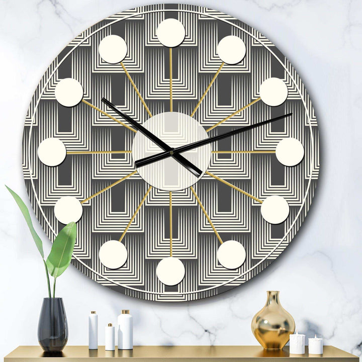 Mimimal Black and White Design I - Mid-Century Modern Metal Wall Clock