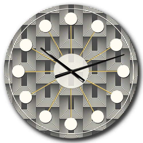 Mimimal Black and White Design I - Mid-Century Modern Metal Wall Clock