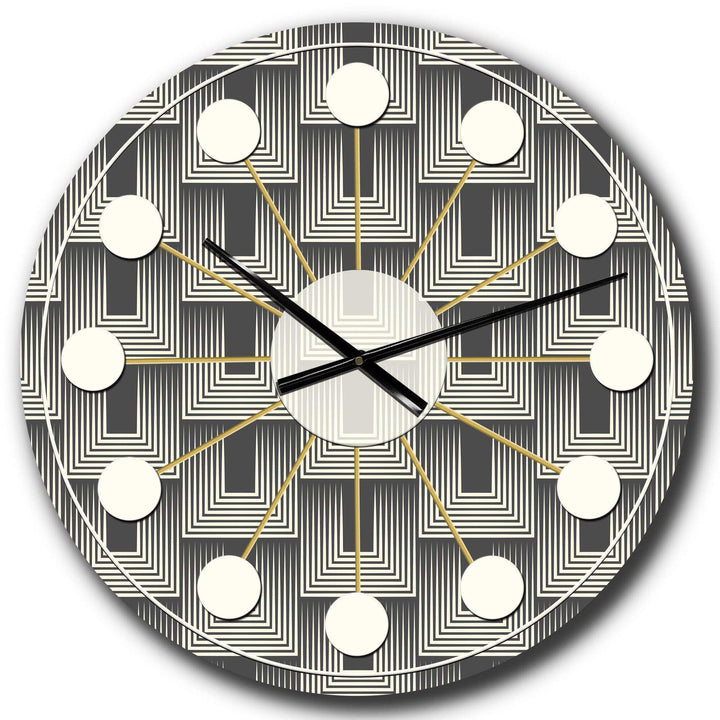 Mimimal Black and White Design I - Mid-Century Modern Metal Wall Clock