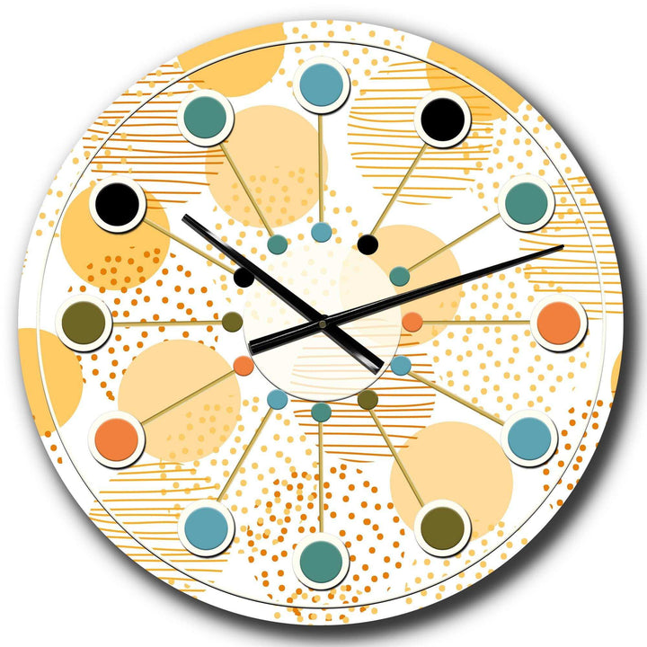 Circular Abstract Retro Geometric IX - Mid-Century Modern Metal Wall Clock