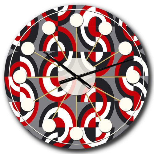 Retro Circular Pattern Geometrical - Mid-Century Modern Metal Wall Clock