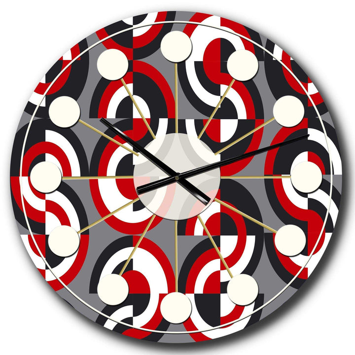 Retro Circular Pattern Geometrical - Mid-Century Modern Metal Wall Clock