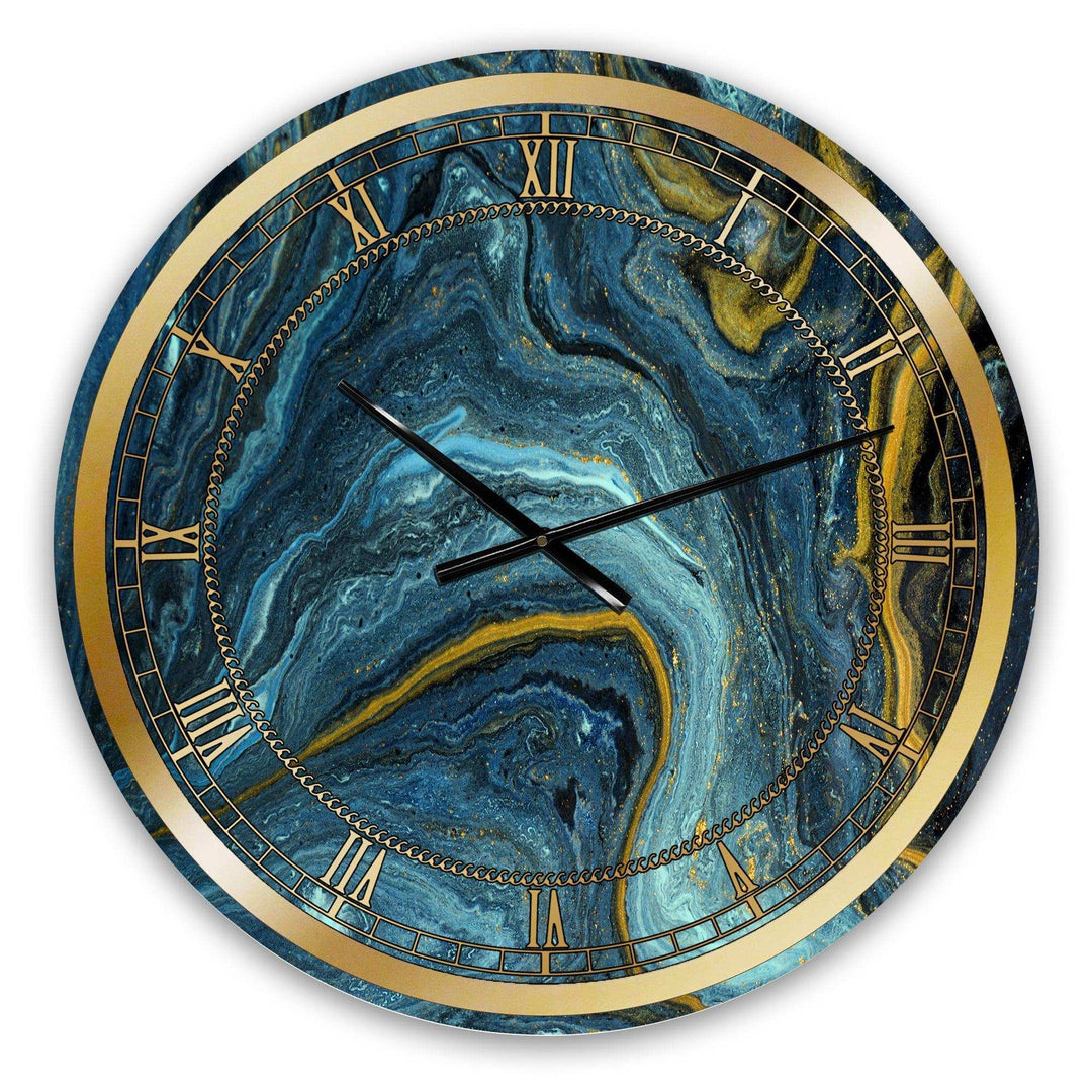 Agathe Ripple Golden Rivers - Abstract Metal Wall Clock