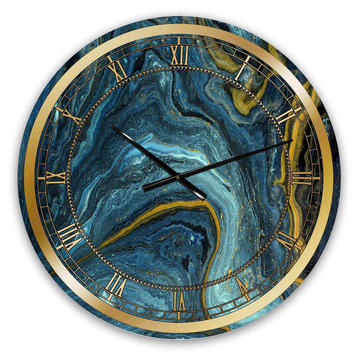 Agathe Ripple Golden Rivers - Abstract Metal Wall Clock