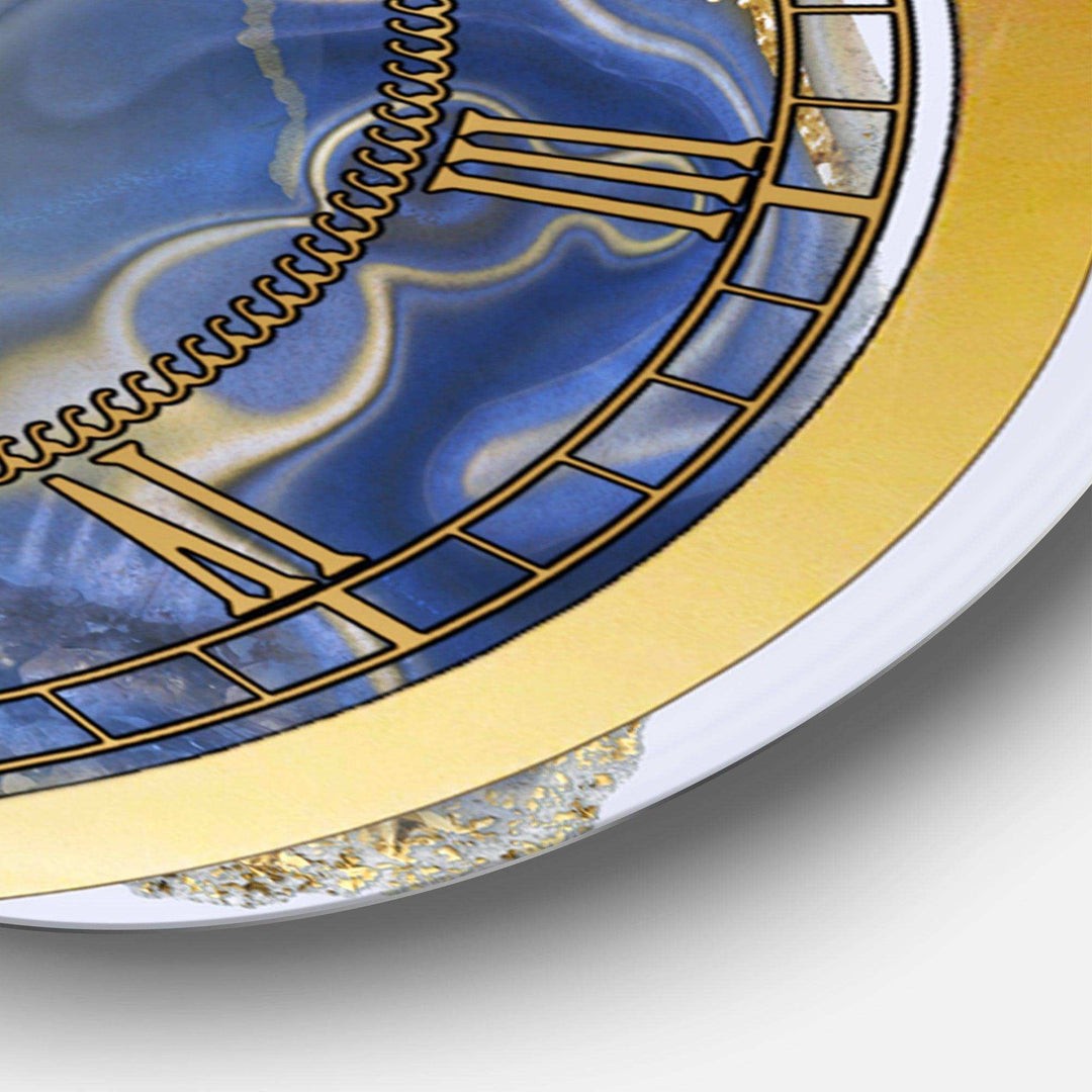 Ocean Blue Golden Jasper Agate I - Abstract Metal Wall Clock