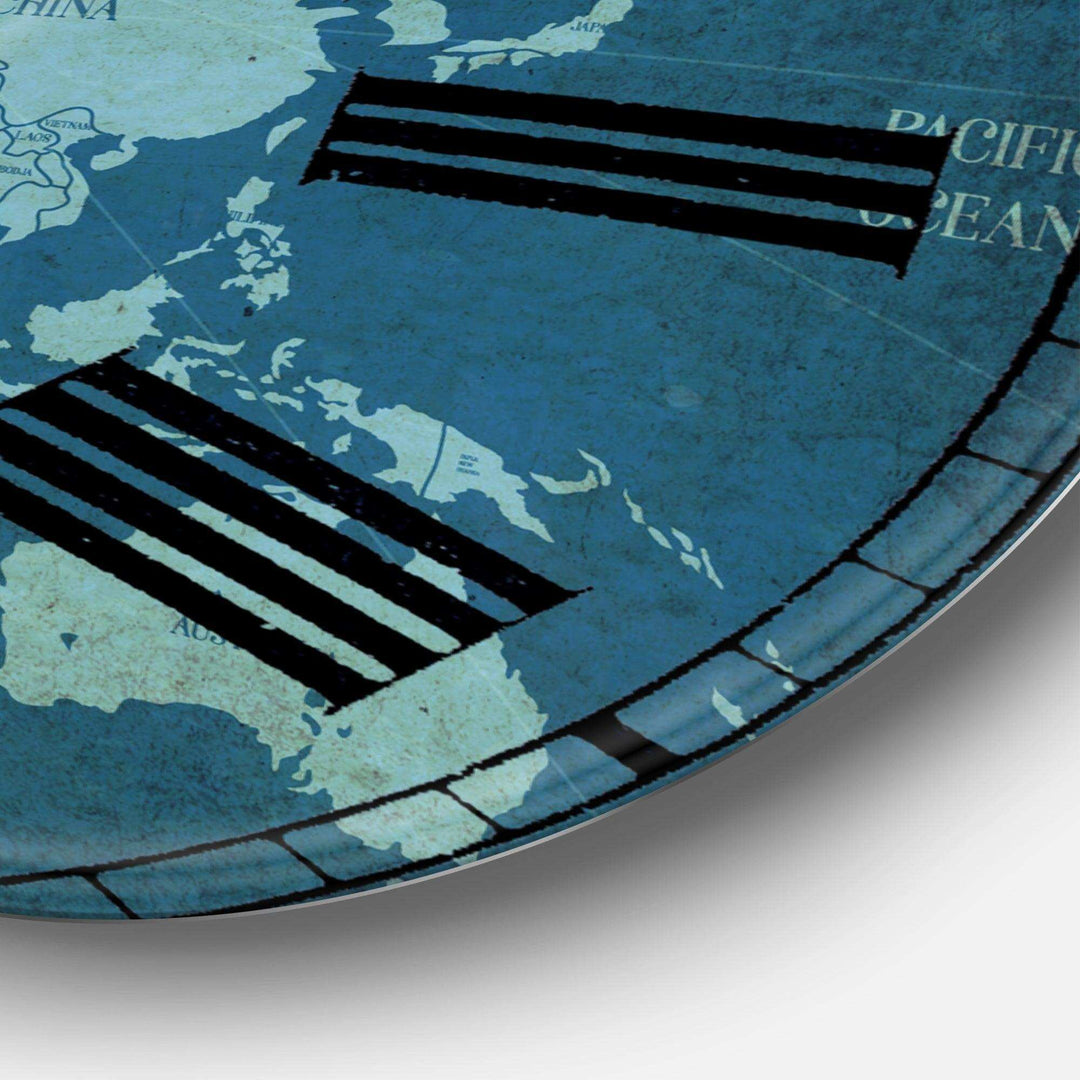 Slate World Map II - Map Metal Wall Clock