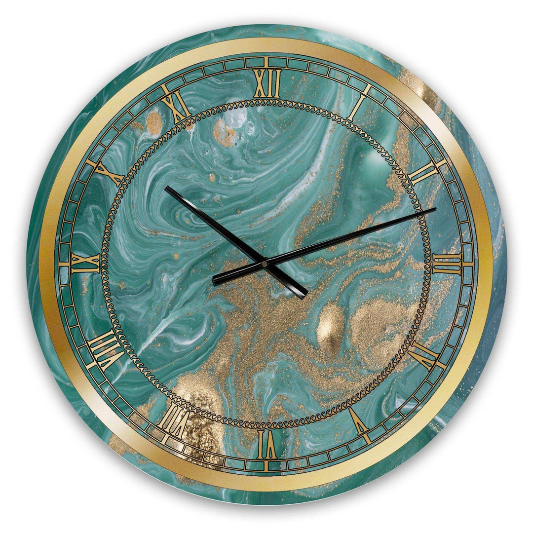 Nature Green and Gold - Glam Metal Wall Clock