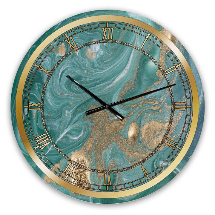 Nature Green and Gold - Glam Metal Wall Clock