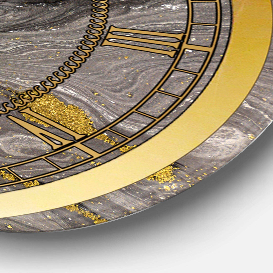 Gold and Gray Nature Marble - Mid-Century Modern Metal Wall Clock